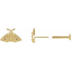 14K Yellow Gold 1.5 mm Accented Moth Earring Mounting – image 2