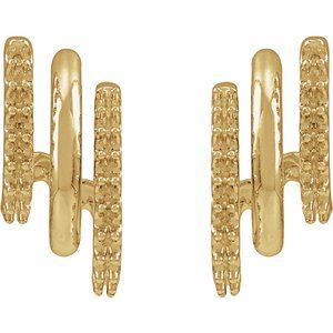 14K Yellow Gold Accented 15.2 mm Right Stacked Triple J-Hoop Earring Mounting – image 2