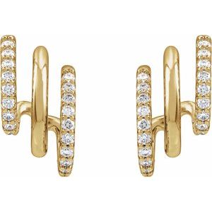 14K Yellow Gold 1/3 CTW Lab-Grown Diamond Stacked 15.2 mm Triple J-Hoop Earrings – image 2