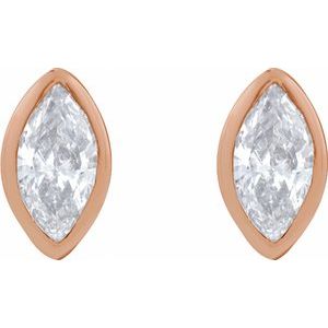 14K Rose Gold .05 CT Natural Diamond Press Fit Back Stud Earring – image 2