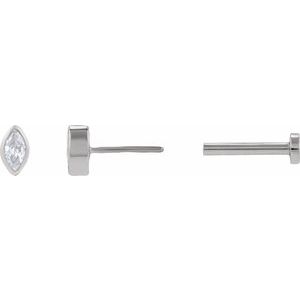 14K White Gold .05 CT Natural Diamond Press Fit Back Stud Earring – image 5