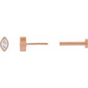 14K Rose Gold .05 CT Natural Diamond Press Fit Back Stud Earring – image 3