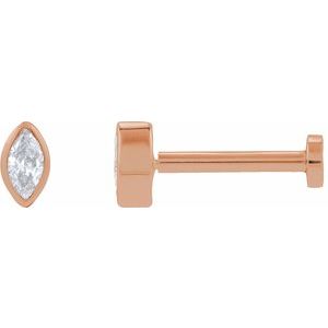 14K Rose Gold .05 CT Natural Diamond Press Fit Back Stud Earring