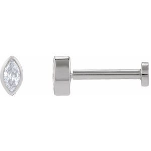 14K White Gold .05 CT Natural Diamond Press Fit Back Stud Earring – image 3