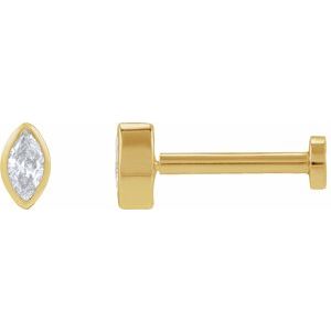 14K Yellow Gold .05 CT Natural Diamond Press Fit Back Stud Earring