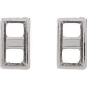 14K White Gold 3.5x1.75 mm Straight Baguette Bezel-Set Earring Mounting – image 2