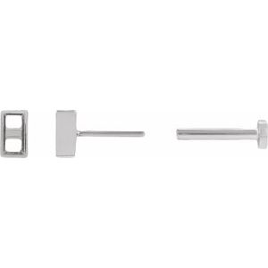 14K White Gold 3.5x1.75 mm Straight Baguette Bezel-Set Earring Mounting – image 3