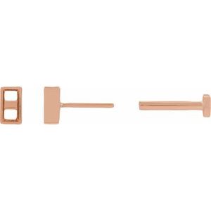 14K Rose Gold 3.5x1.75 mm Straight Baguette Bezel-Set Earring Mounting – image 3