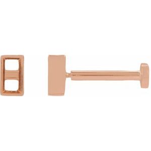 14K Rose Gold 3.5x1.75 mm Straight Baguette Bezel-Set Earring Mounting
