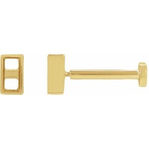 14K Yellow Gold 3.5x1.75 mm Straight Baguette Bezel-Set Earring Mounting