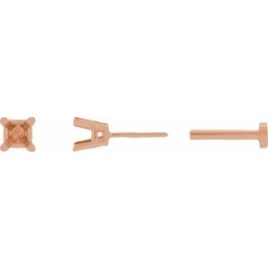 14K Rose Gold 2.5 mm Square 4-Prong Lightweight Earring Mounting – image 3