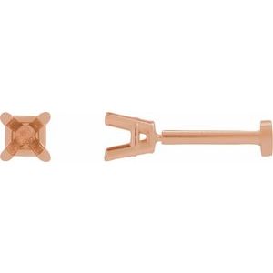 14K Rose Gold 2.5 mm Square 4-Prong Lightweight Earring Mounting