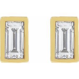 14K Yellow Gold 1/8 CT Natural Diamond Stud Earring – image 2