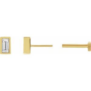 14K Yellow Gold 1/8 CT Natural Diamond Stud Earring