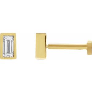 14K Yellow Gold 1/8 CT Natural Diamond Stud Earring
