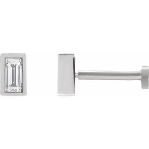 14K White Gold 1/8 CT Natural Diamond Stud Earring