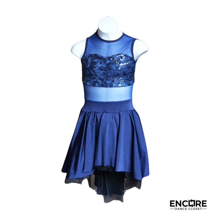 Elegant Dark Blue Lace Dress
