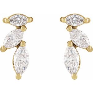 14K Yellow Gold 1/6 CTW Natural Diamond Nature-Inspired Right Earring