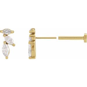14K Yellow Gold 1/6 CTW Natural Diamond Nature-Inspired Right Earring – image 2