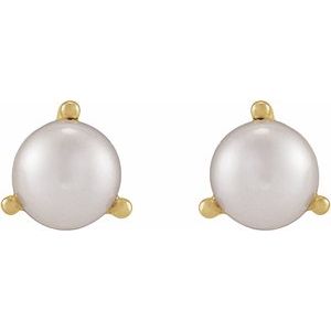 Seed Pearl 3-Prong Stud Earrings