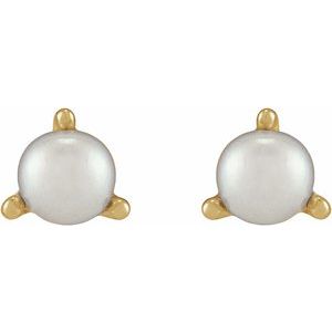 Seed Pearl 3-Prong Stud Earrings