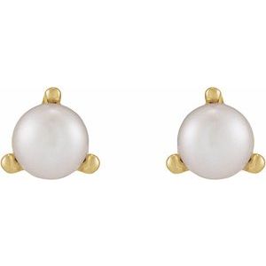 Seed Pearl 3-Prong Stud Earrings