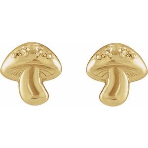 14K Yellow Gold 1.5 mm Round Accented Mushroom Earring Mounting