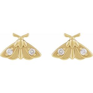 Scarab or Moth Stud Earrings