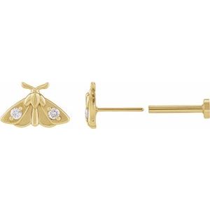Scarab or Moth Stud Earrings