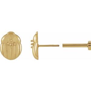 14K Yellow Gold 1.5 mm Accented Moth Earring Mounting – image 2