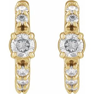 14K Yellow Gold 3/8 CTW Natural Diamond 12 mm Hoop Earrings – image 2