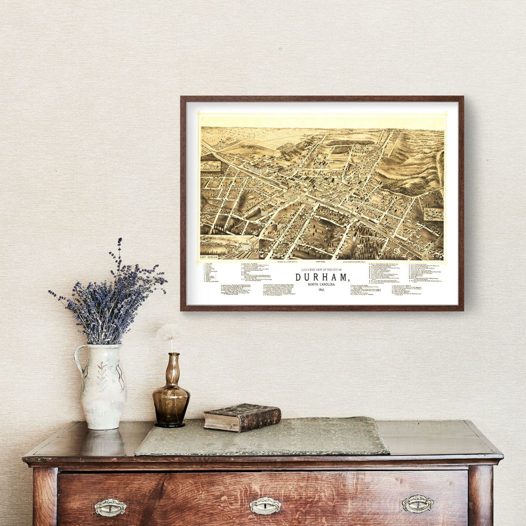 Vintage Map of Durham, North Carolina 1891