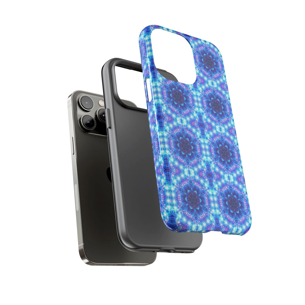 Blue Mandalas with Neon Lights Tough Phone Cases