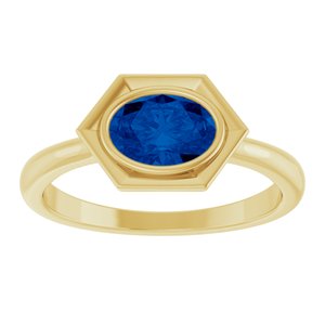 14K Yellow Gold Natural Blue Sapphire Oval Ring