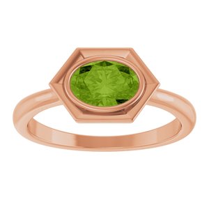 14K Rose Gold Natural Peridot Oval Ring