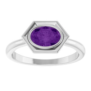 Platinum Natural Amethyst Oval Ring