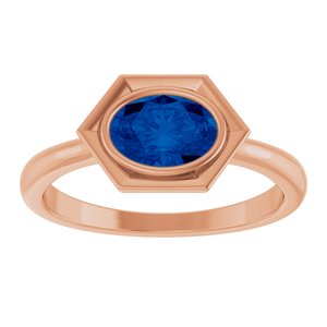 14K Rose Gold Lab-Grown Blue Sapphire Oval Ring