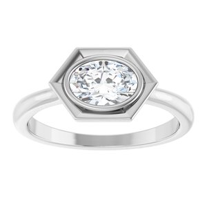 Sterling Silver Natural White Sapphire Oval Ring