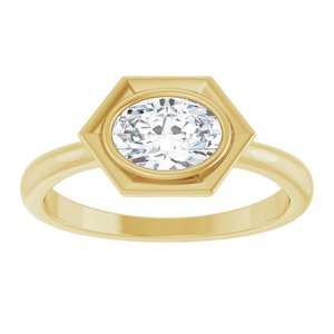 14K Yellow Gold Natural White Sapphire Oval Ring