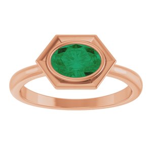 14K Rose Gold Lab-Grown Emerald Oval Ring