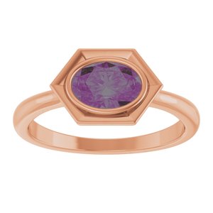 14K Rose Gold Lab-Grown Alexandrite Oval Ring