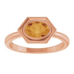 14K Rose Gold Natural Citrine Oval Ring