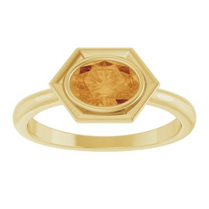 14K Yellow Gold Natural Citrine Oval Ring