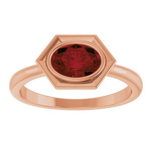 14K Rose Gold Natural Mozambique Garnet Oval Ring