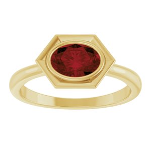 14K Yellow Gold Natural Mozambique Garnet Oval Ring