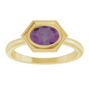 14K Yellow Gold Lab-Grown Alexandrite Oval Ring