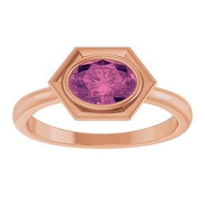 14K Rose Gold Natural Pink Touramline Oval Ring