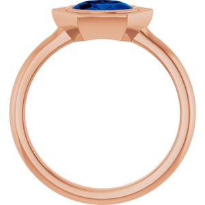 14K Rose Gold Lab-Grown Blue Sapphire Oval Ring