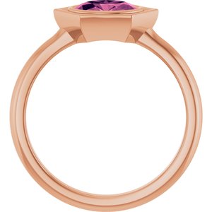 14K Rose Gold Natural Pink Touramline Oval Ring