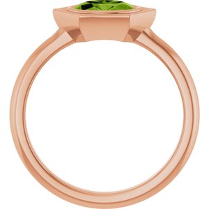 14K Rose Gold Natural Peridot Oval Ring